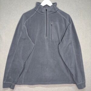 LL Bean Jacket Mens Medium Gray Fleece 1/4 Zip Pullover Chest Pocket Lightweight
